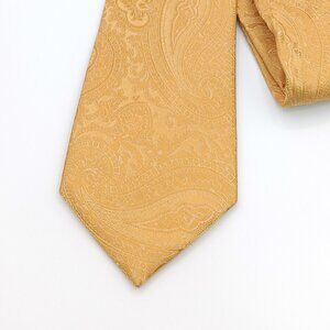 Michael Strahan Silk Tie Men’s 60” Gold Paisley Persian Wedding Elegant Classic